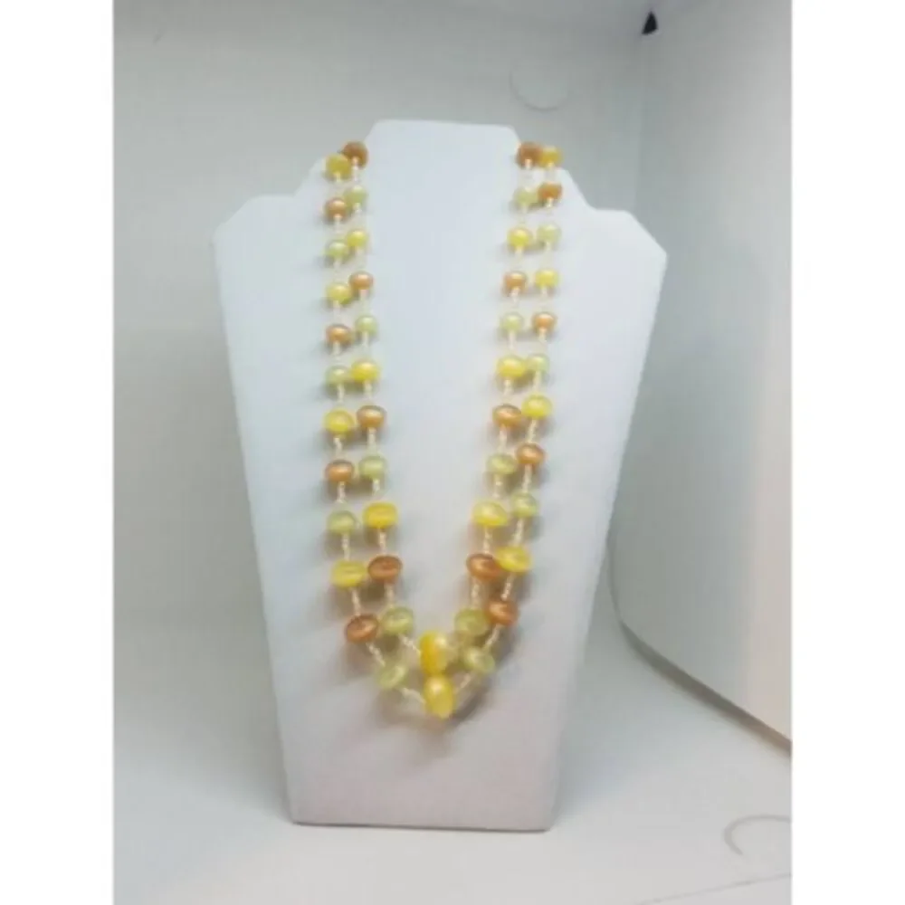 Vintage Citrus Colors‎ Lucite moonglow multistrand necklace Graduated Station